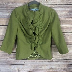 Anthropologie Tabitha Ruffle Blazer Size 4